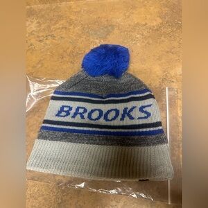 Brooks Blue and Gray Heritage Pom Beanie